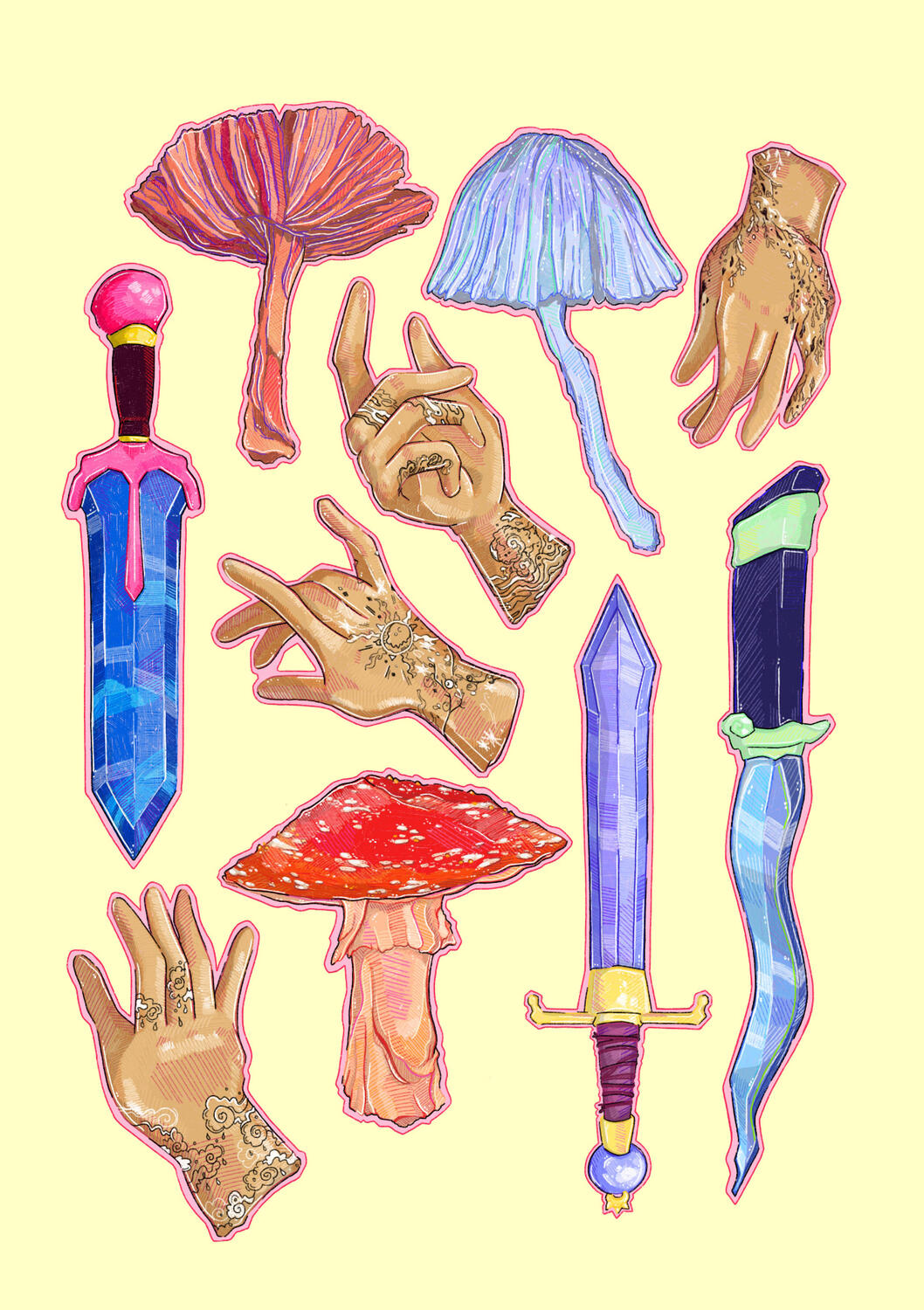 SWORDS, SHROOMS AND HANDS, 2021